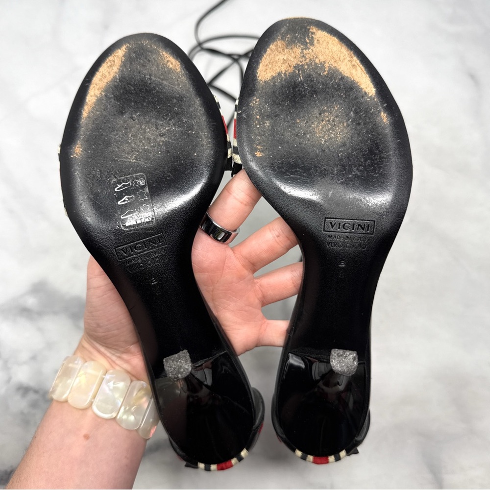 Giuseppe Zanotti Vicini Vintage Y2K Care Tag Leather Ankle Tie Sandal Heels 8 - Picture 13 of 16